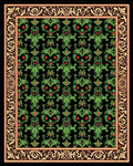 Emerald Green Red Floral Damask Rug