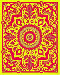 Vibrant Red Yellow Sunburst Mandala Rug
