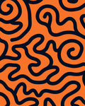 Orange Navy Swirl Continuity Rug