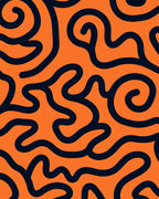 Orange Navy Swirl Continuity Rug