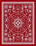 Crimson White Snowflake Mandala Rug