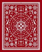Crimson White Snowflake Mandala Rug