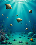 Undersea Nautilus Shell Coastal Scene Rug