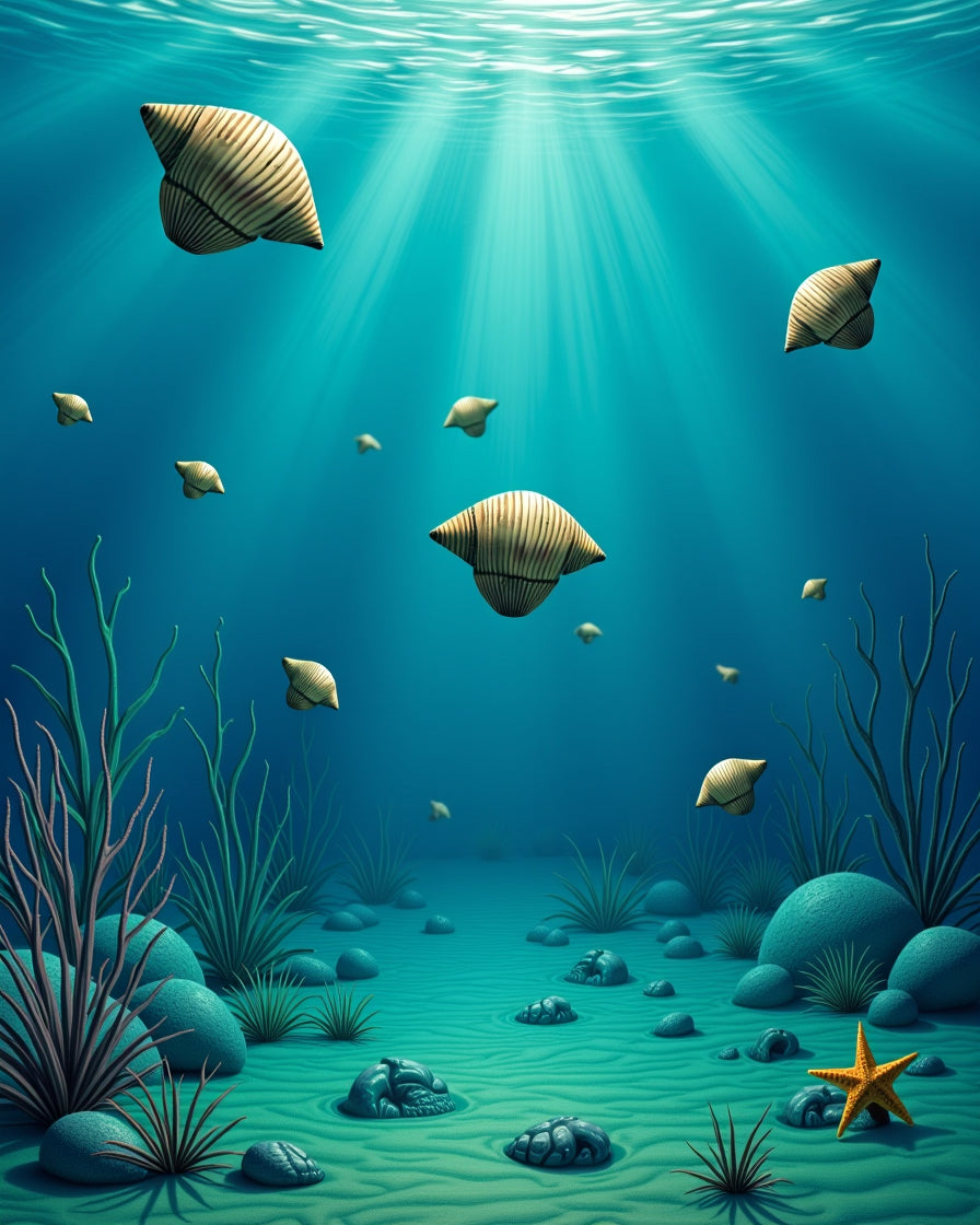 Undersea Nautilus Shell Coastal Scene Rug