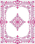 Ornate Magenta Floral Medallion Border Rug