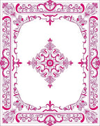 Ornate Magenta Floral Medallion Border Rug