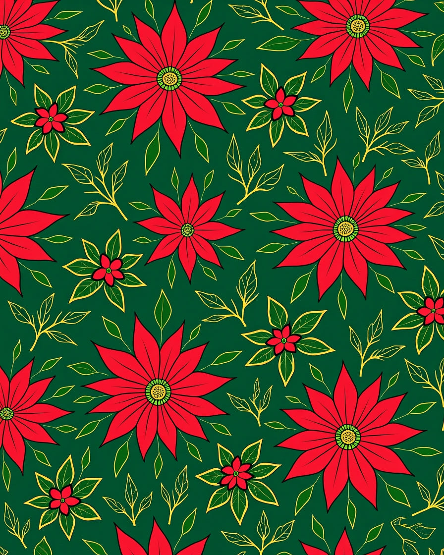 Vibrant Red Poinsettia Garden Rug