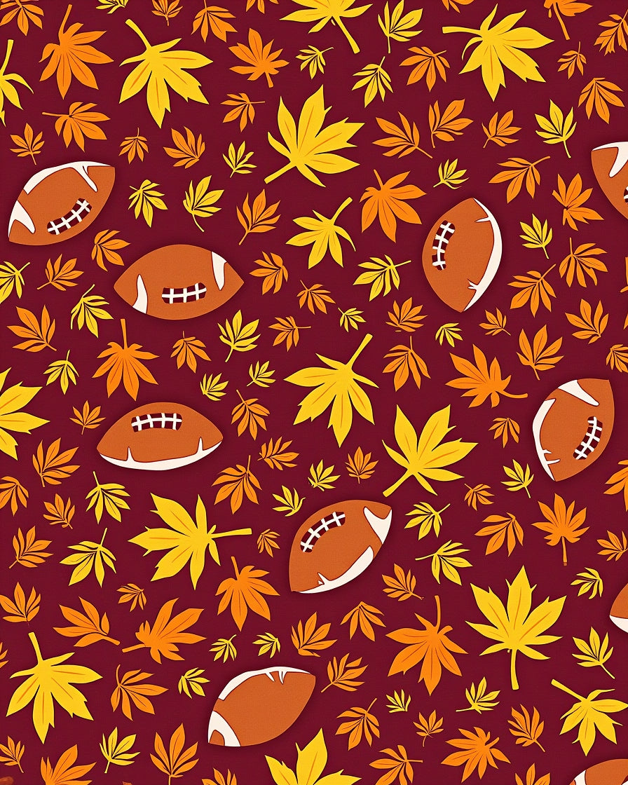 Crimson Leaf Football Medley Rug