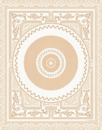 Neutral Geometric Sunburst Mandalas Rug