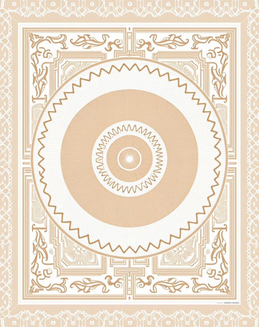 Neutral Geometric Sunburst Mandalas Rug