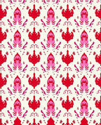 Bold Red Pink Paisley Symmetry Rug