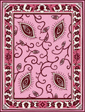 Pink Paisley Floral Scroll Rug