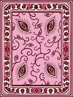 Pink Paisley Floral Scroll Rug