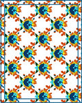 Vibrant Blue Yellow Floral Sunburst Rug