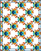 Vibrant Blue Yellow Floral Sunburst Rug