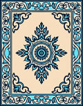 Cerulean Medallion Border Rug