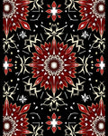 Crimson Petal Starburst Mandala Rug