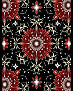 Crimson Petal Starburst Mandala Rug