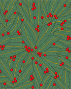 Green Leaf Red Berry Cluster Rug