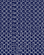 Ink White Abstract Interlocking Geometric Rug