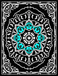 Black Aqua White Starburst Mandala Rug