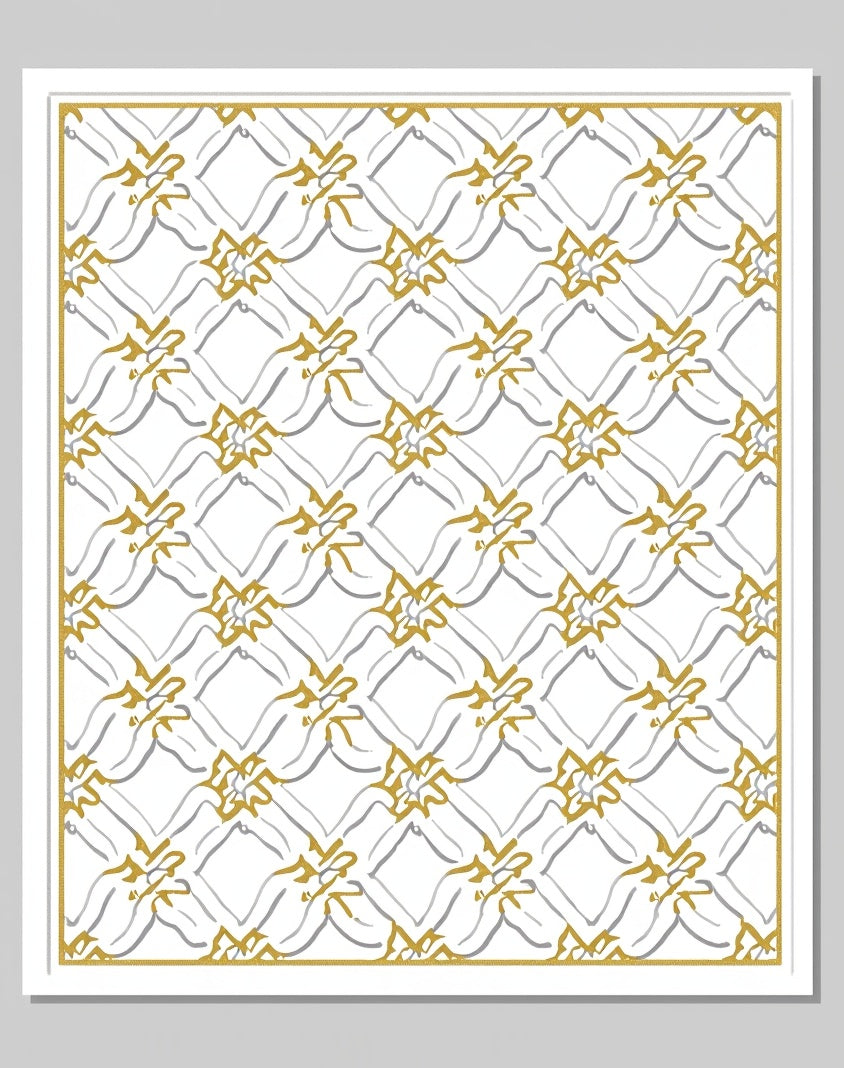 Golden Gray Interlocking Diamond Lattice Rug