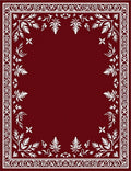 Crimson White Floral Botanical Border Rug