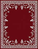Crimson White Floral Botanical Border Rug