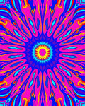 Vibrant Psychedelic Sunburst Mandala Rug