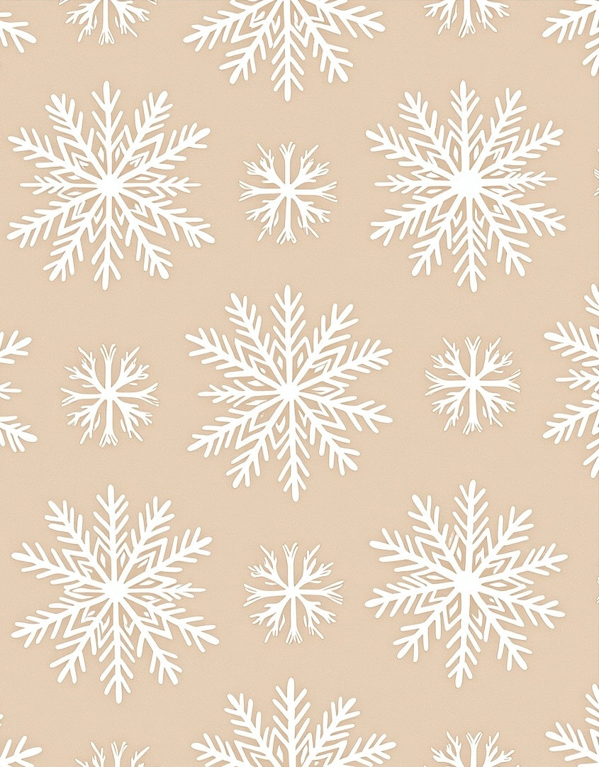White Snowflakes on Warm Beige Background Rug