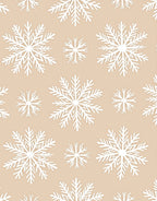 White Snowflakes on Warm Beige Background Rug
