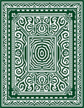 Deep Emerald Intricate Mandala Border Rug