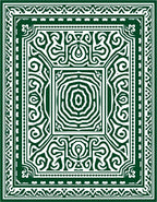 Deep Emerald Intricate Mandala Border Rug