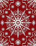 Crimson White Snowflake Cascade Rug