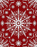 Crimson White Snowflake Cascade Rug