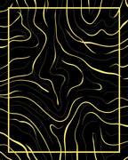 Black Gold Swirling Contour Rug