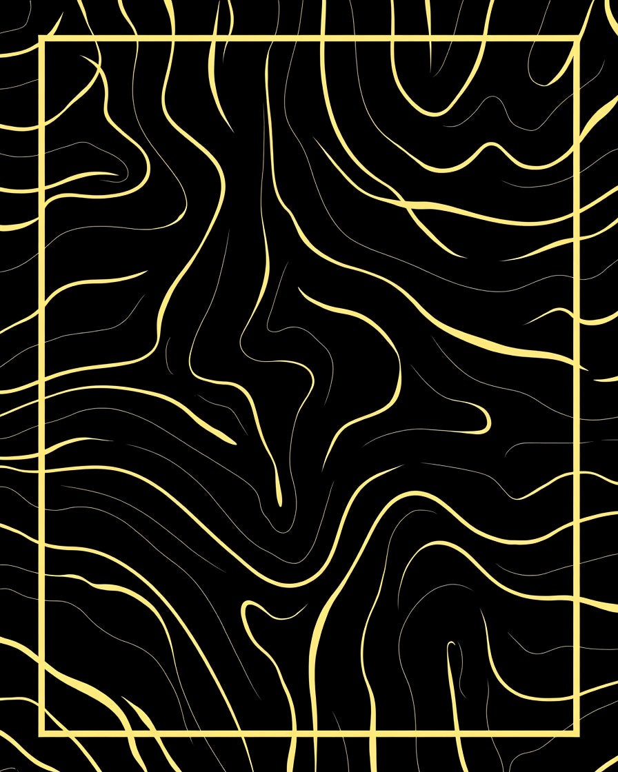 Black Gold Swirling Contour Rug