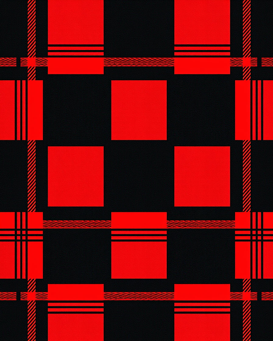 Lumberjack Crimson and Black Checkered Textile Rug
