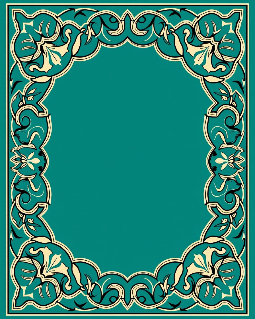 Ornate Teal and Cream Floral Arch Rug
