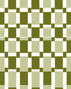 Olive Green Tan Interlocking Squares Rug