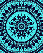 Bold Teal Mandala Rays Rug