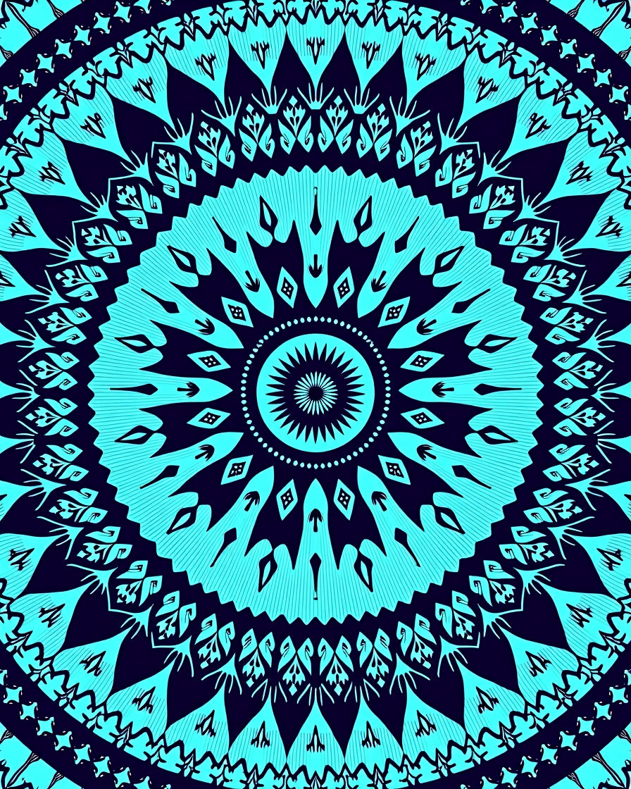 Bold Teal Mandala Rays Rug