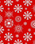 Crimson White Snowflake Collection Rug