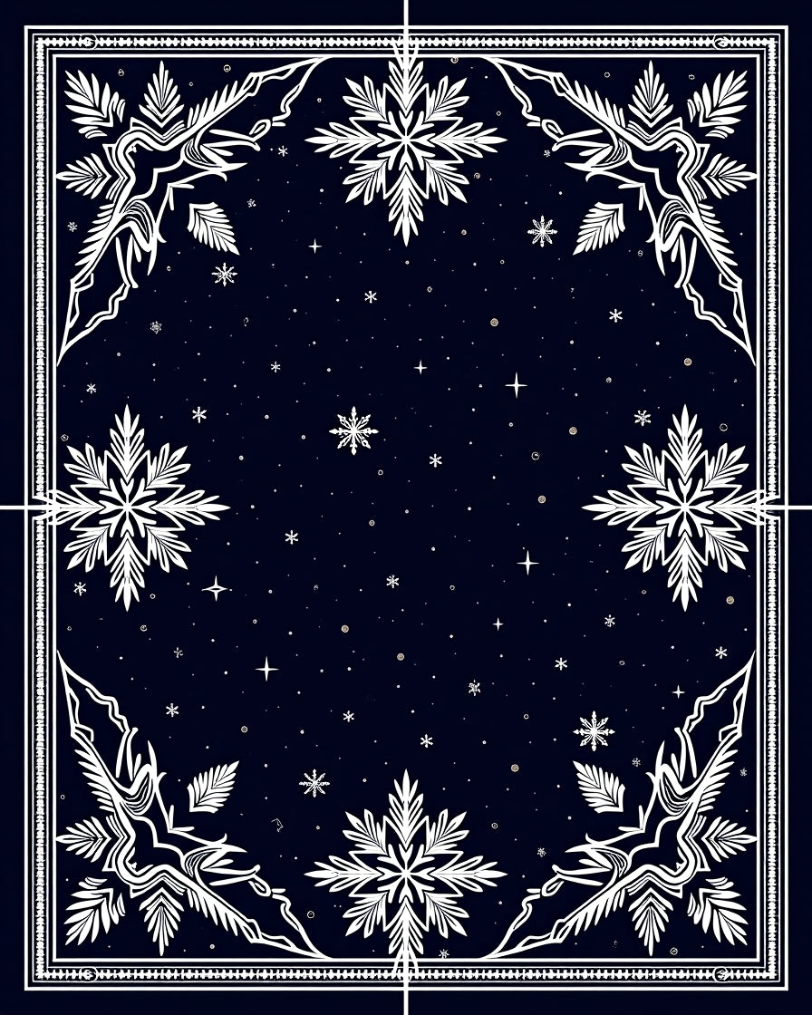 Deep Blue Snowflake Winter Night Rug