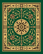 Antique Emerald Gold Floral Medallion Rug