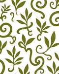 Organic Green Leafy Scrollwork Rug