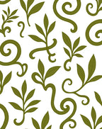 Organic Green Leafy Scrollwork Rug