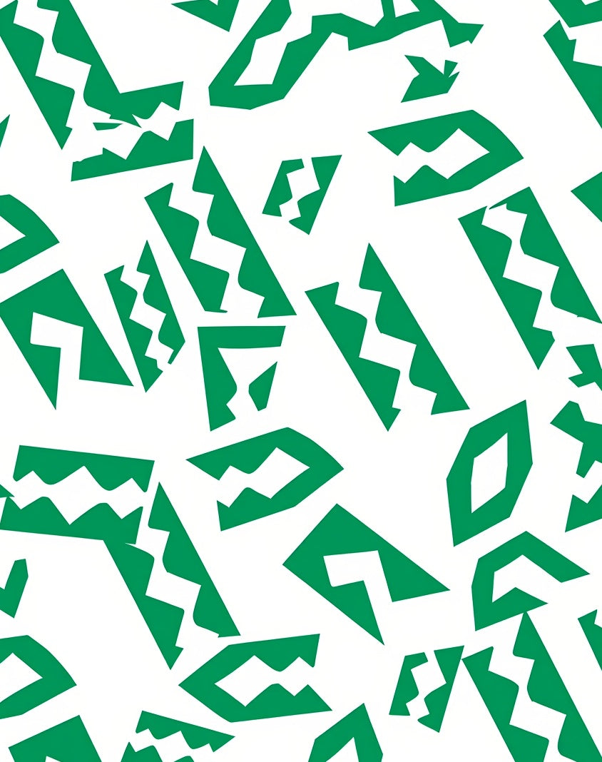 Green Jagged Geometric Collage Rug
