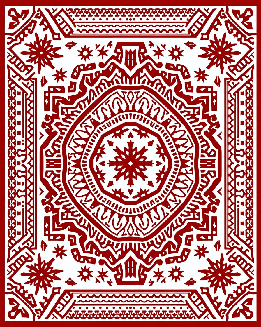Vibrant Crimson Mandala Statement Rug