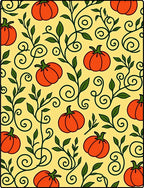 Orange Pumpkin Vine Swirls Rug